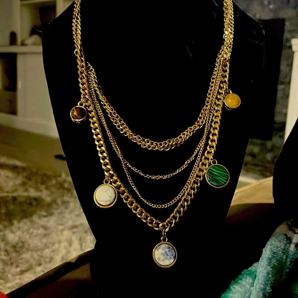 Vintage multi stone multi stran necklace
